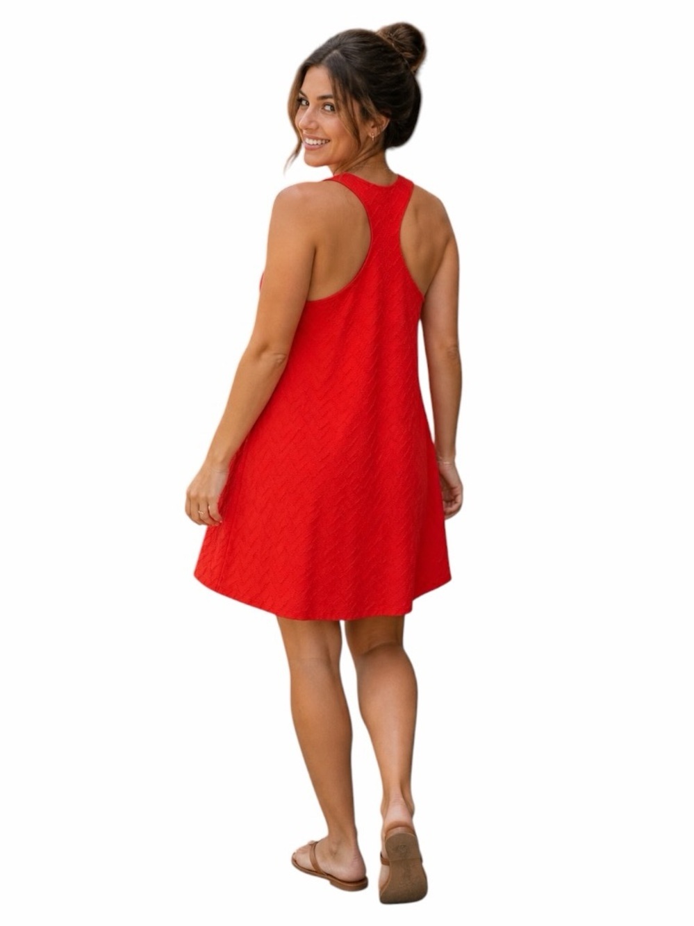 Derek Heart Large Vibrant Coral Red Racerback Stretch Summer Dress